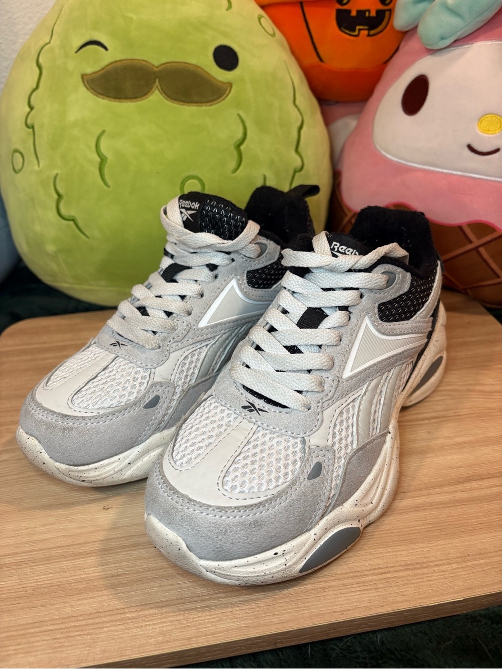 Reebok Kids White and Black Mesh Athletic Sneakers